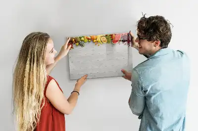Magnetisch glazen memobord met afbeelding van fruit op tafel