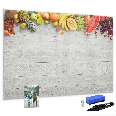 Magnetisch glazen memobord met afbeelding van fruit op tafel