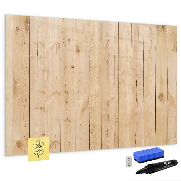 Glazen magneetbord met design beschrijfbaar met houten planken