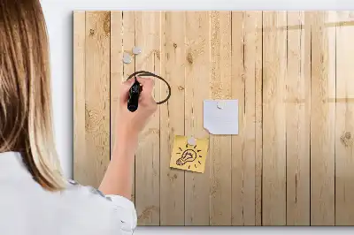 Glazen magneetbord met design beschrijfbaar met houten planken