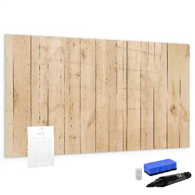 Glazen magneetbord met design beschrijfbaar met houten planken