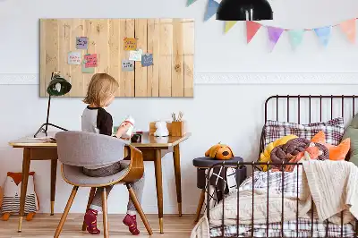 Glazen magneetbord met design beschrijfbaar met houten planken