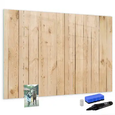Glazen magneetbord met design beschrijfbaar met houten planken