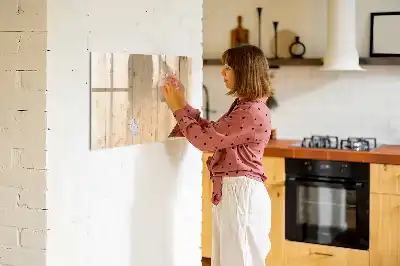 Glazen magneetbord met design beschrijfbaar met houten planken