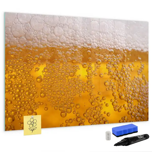 Beschrijfbaar magneetbord van glas met bier design