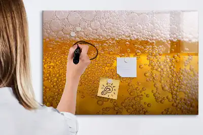 Beschrijfbaar magneetbord van glas met bier design