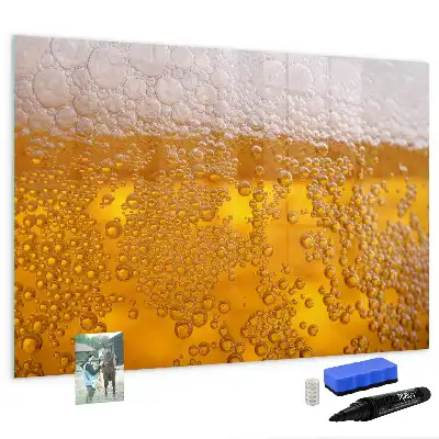 Beschrijfbaar magneetbord van glas met bier design
