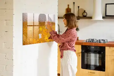 Beschrijfbaar magneetbord van glas met bier design
