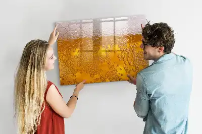 Beschrijfbaar magneetbord van glas met bier design