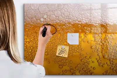 Beschrijfbaar magneetbord van glas met bier design