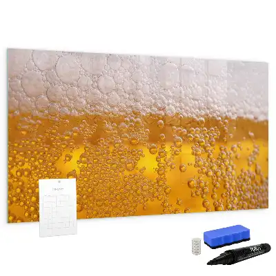 Beschrijfbaar magneetbord van glas met bier design