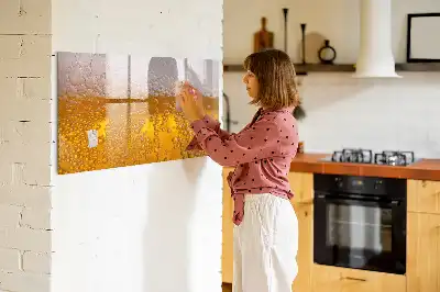 Beschrijfbaar magneetbord van glas met bier design