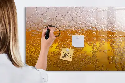 Beschrijfbaar magneetbord van glas met bier design