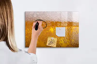 Beschrijfbaar magneetbord van glas met bier design