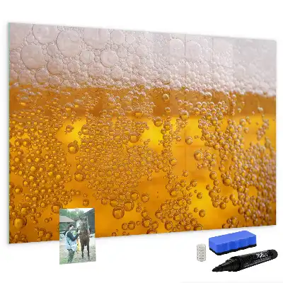 Beschrijfbaar magneetbord van glas met bier design