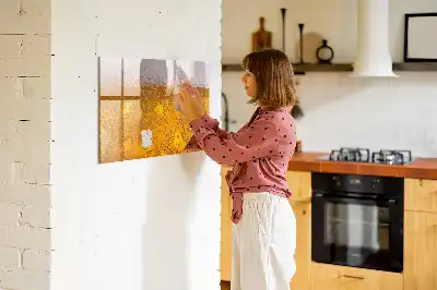 Beschrijfbaar magneetbord van glas met bier design