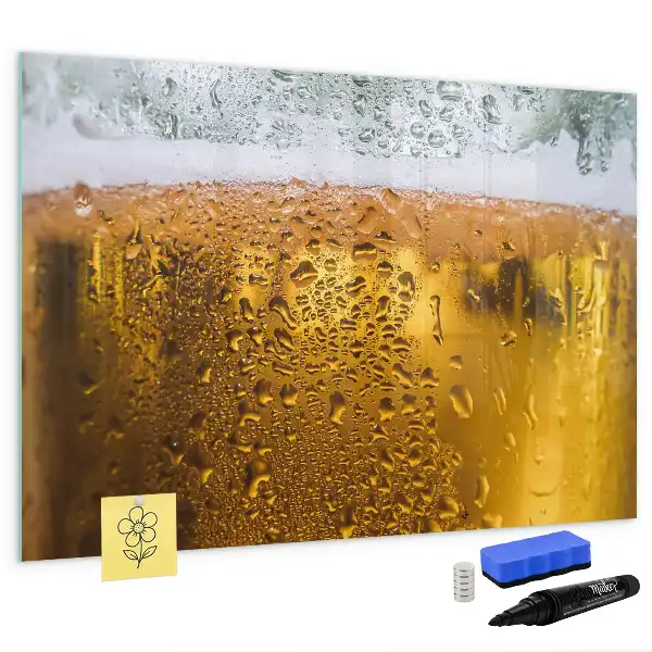 Beschrijfbaar glazen magneetbord met design Biermag