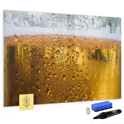 Beschrijfbaar glazen magneetbord met design Biermag
