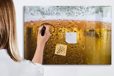 Beschrijfbaar glazen magneetbord met design Biermag