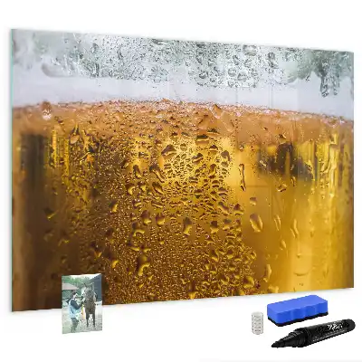 Beschrijfbaar glazen magneetbord met design Biermag