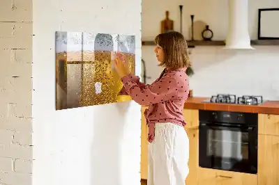 Beschrijfbaar glazen magneetbord met design Biermag