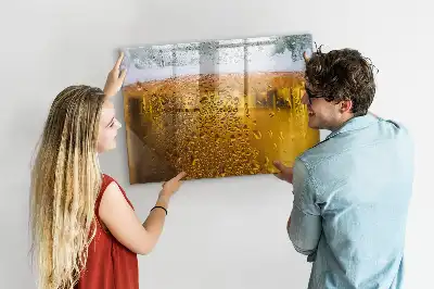 Beschrijfbaar glazen magneetbord met design Biermag