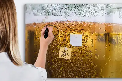 Beschrijfbaar glazen magneetbord met design Biermag