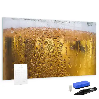 Beschrijfbaar glazen magneetbord met design Biermag