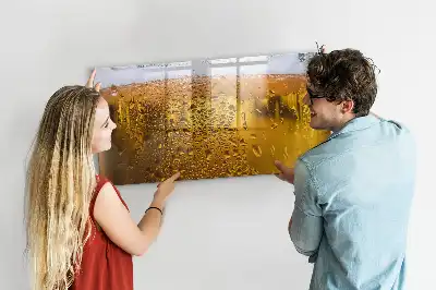 Beschrijfbaar glazen magneetbord met design Biermag
