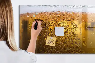 Beschrijfbaar glazen magneetbord met design Biermag