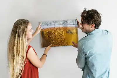 Beschrijfbaar glazen magneetbord met design Biermag