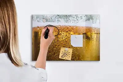 Beschrijfbaar glazen magneetbord met design Biermag