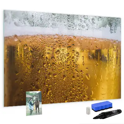 Beschrijfbaar glazen magneetbord met design Biermag