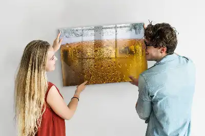 Beschrijfbaar glazen magneetbord met design Biermag