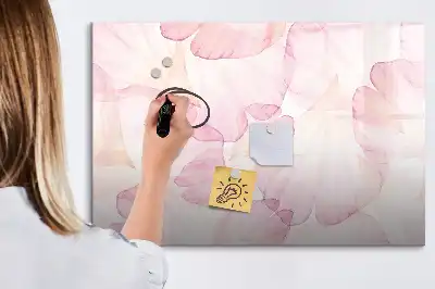 Magnetisch glazen memobord met aquarel bloemblaadjes design