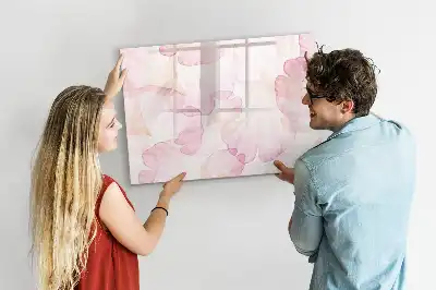 Magnetisch glazen memobord met aquarel bloemblaadjes design
