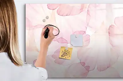 Magnetisch glazen memobord met aquarel bloemblaadjes design