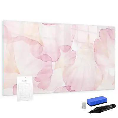 Magnetisch glazen memobord met aquarel bloemblaadjes design