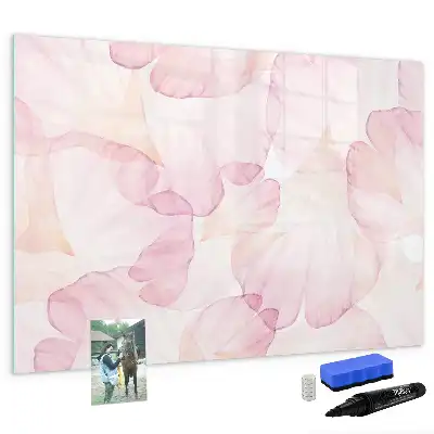 Magnetisch glazen memobord met aquarel bloemblaadjes design