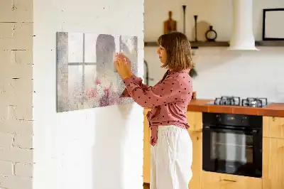 Beschrijfbaar glazen magneetbord met abstract geschilderd design