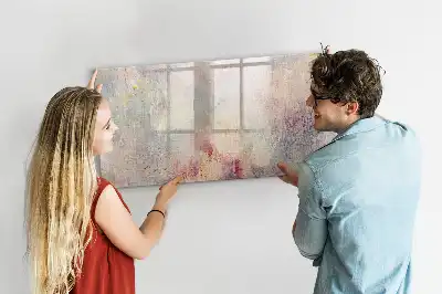 Beschrijfbaar glazen magneetbord met abstract geschilderd design