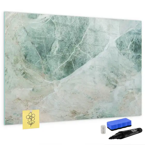 Magnetisch glazen schrijfbord voor notities en foto's met een marmeren oppervlak