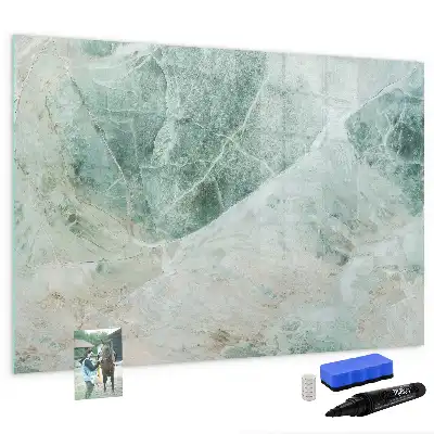 Magnetisch glazen schrijfbord voor notities en foto's met een marmeren oppervlak