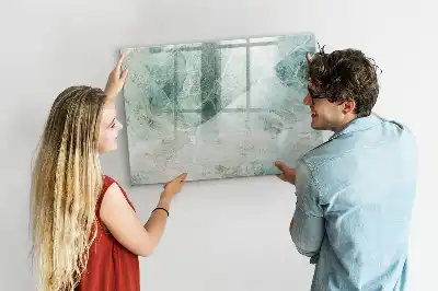 Magnetisch glazen schrijfbord voor notities en foto's met een marmeren oppervlak