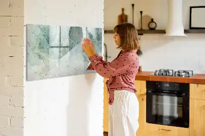 Magnetisch glazen schrijfbord voor notities en foto's met een marmeren oppervlak