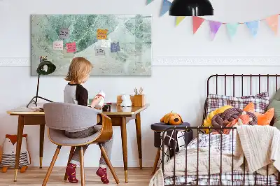 Magnetisch glazen schrijfbord voor notities en foto's met een marmeren oppervlak