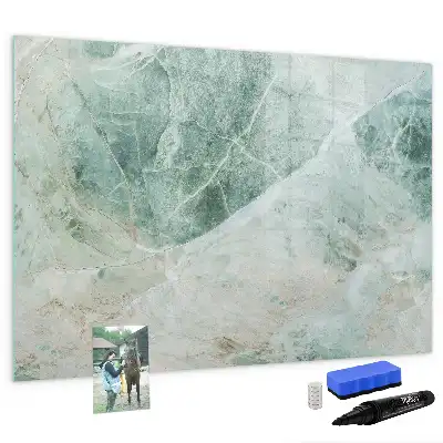 Magnetisch glazen schrijfbord voor notities en foto's met een marmeren oppervlak