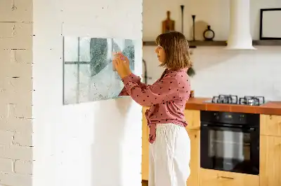 Magnetisch glazen schrijfbord voor notities en foto's met een marmeren oppervlak