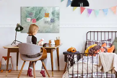 Magnetisch glazen schrijfbord voor notities en foto's met een marmeren oppervlak