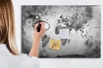 Glazen magneetbord met wereldkaart beschrijfbaar designbord